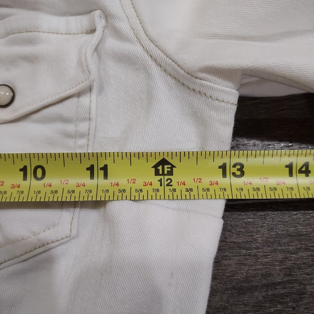 Divided by H&M Sz 4 Cotton Stretch White Snap Down Pearlizzed Western - Picture 3 of 10